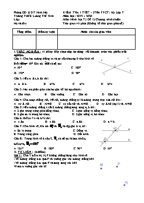 Đề kiểm tra tiết 16 môn Đại số Lớp 7 - Năm học 2019-2020 - Trường THCS Lương Thế Vinh (Có đáp án)